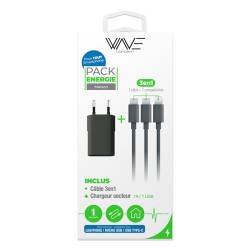 PACK CABLE 3 EN 1 + ADAPTATEUR SECTEUR