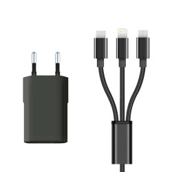 PACK CABLE 3 EN 1 + ADAPTATEUR SECTEUR